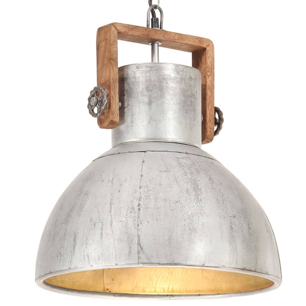 Hänglampa industriell vintage 25 W silver rund 40 cm E27