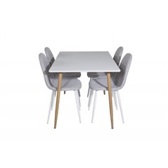 Polar Dining Table - 120*75*H75 - White / Oak, Polar Dining Chair - White Legs - Light Grey Fabric_4