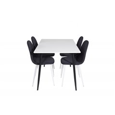 Polar ruokapöytä - 120 * 75 * H75 - valkoinen / musta, Polar ruokapöydän tuoli - valkoiset jalat - musta kangas_4