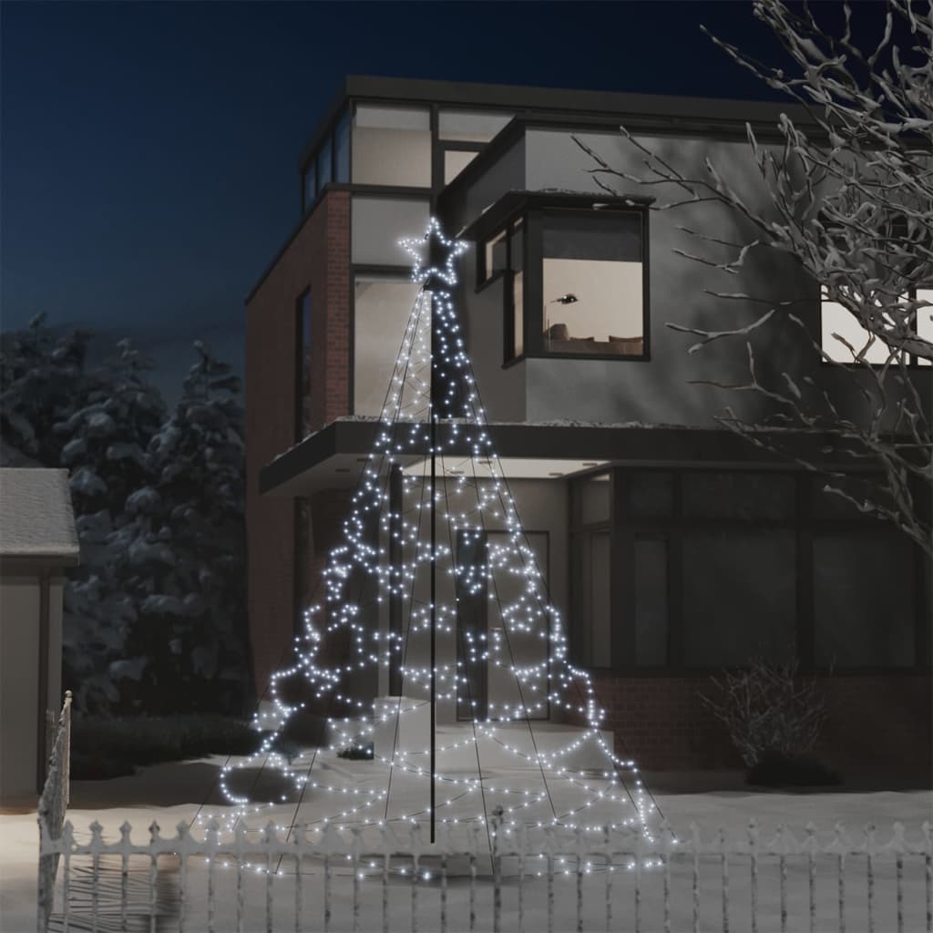 Julgran med metallstång 500 LED kallvit 3 m