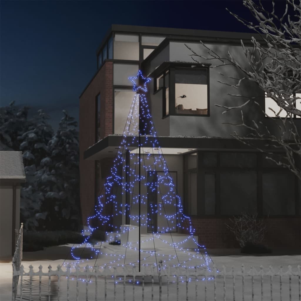 vidaXL Julgran med metallstång 500 LEDs blå 3 m