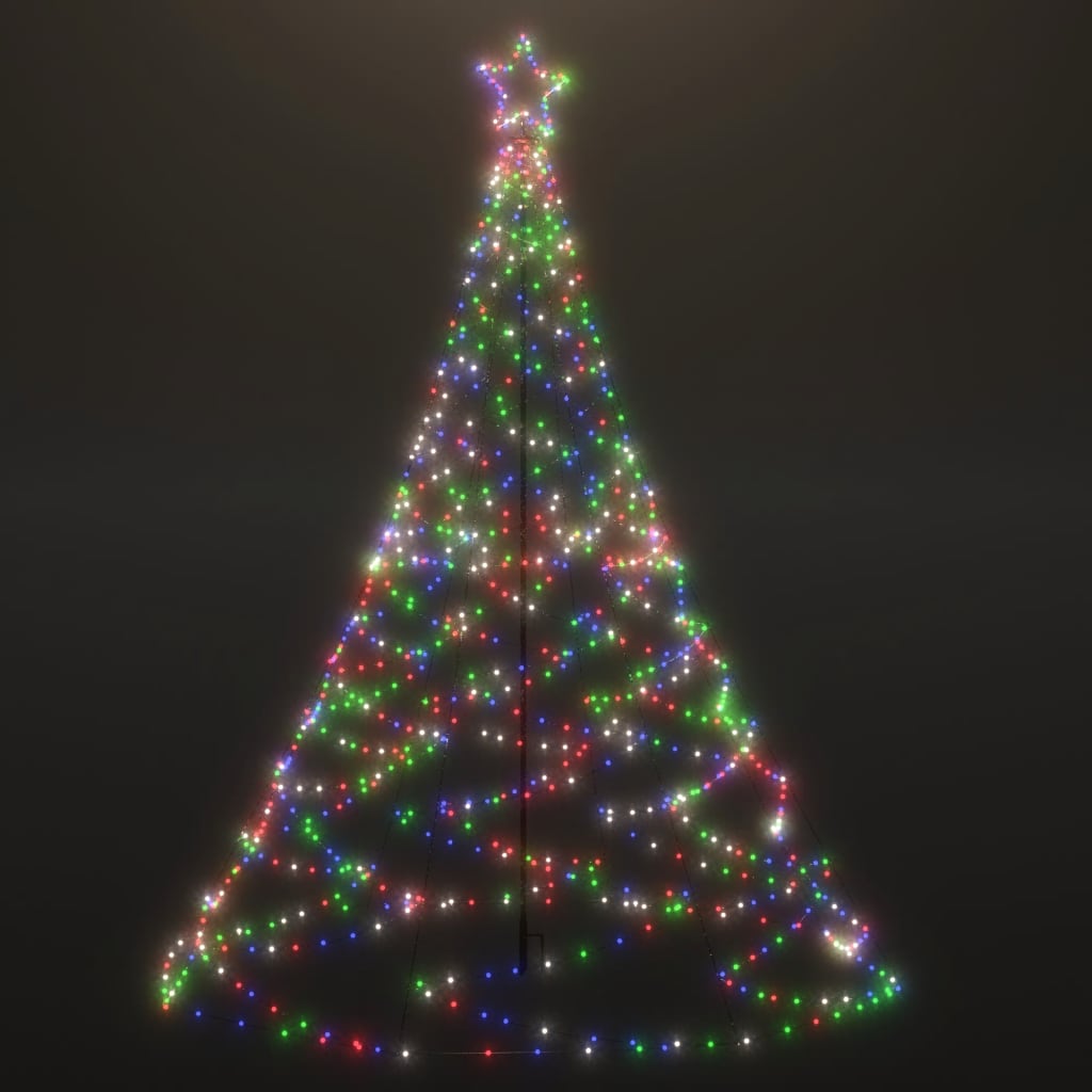 Julgran med metallstång 500 LEDs flerfärgad 3 m