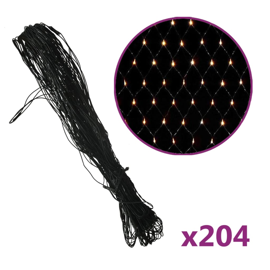 vidaXL Ljusnät varmvit 3x2 m 204 LED inne/ute
