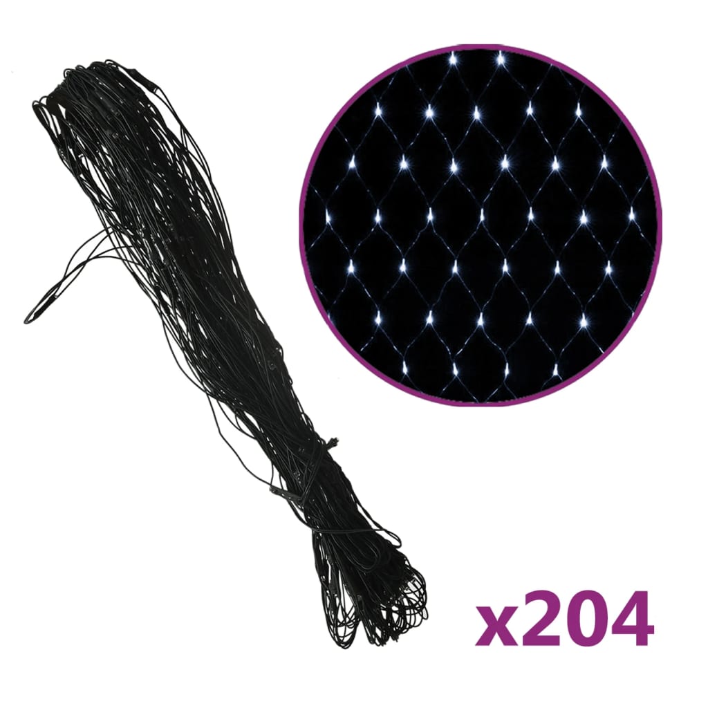 vidaXL Ljusnät kallvit 3x2 m 204 LED inne/ute