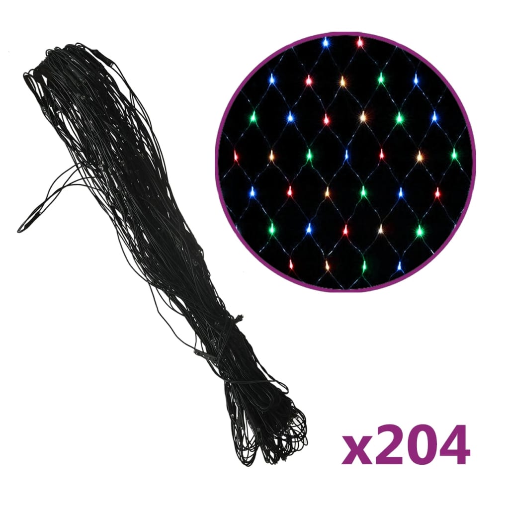 vidaXL Ljusnät flerfärgad 3x2 m 204 LED inne/ute