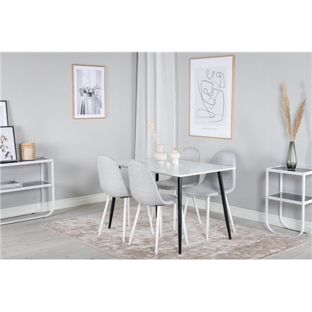 Polar Dining Table - 120*75*H75 - White / Black, Polar Dining Chair - White Legs - Light Grey Fabric_4