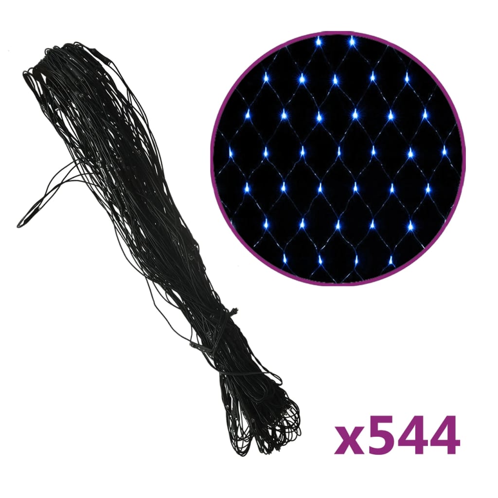 vidaXL Ljusnät blå 4x4 m 544 LED inne/ute