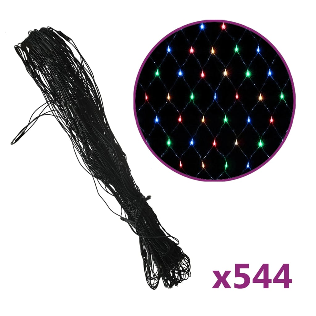 vidaXL Ljusnät flerfärgad 4x4 m 544 LED inne/ute