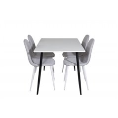 Polar Dining Table - 120*75*H75 - White / Black, Polar Dining Chair - White Legs - Light Grey Fabric_4