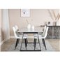 Estelle Dining Table 140*90 - White / Black, Polar Fluff Dining Chair - Black Legs - White Teddy _4