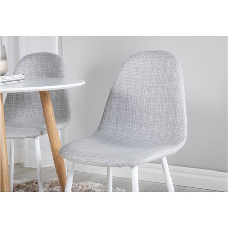 Plaza Round Dining Table - ø 100cm - White / Oak, Polar Dining Chair - White Legs - Light Grey Fabric_4