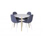 Plaza Round Dining Table - ø 100cm - White / Oak, Polar Dining Chair - White Legs - Blue Fabric_4