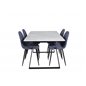 Estelle Dining Table 140*90 - White / Black, Polar Dining Chair - Black Legs - Blue Fabric_4