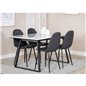 Estelle Dining Table 140*90 - White / Black, Polar Dining Chair - Black Legs - Black Fabric_4