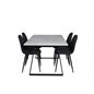 Estelle Dining Table 140*90 - White / Black, Polar Dining Chair - Black Legs - Black Fabric_4