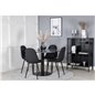 Estelle Round Dining Table ø106 H75 - Black / Black, Polar Dining Chair - Black Legs - Black Fabric_4