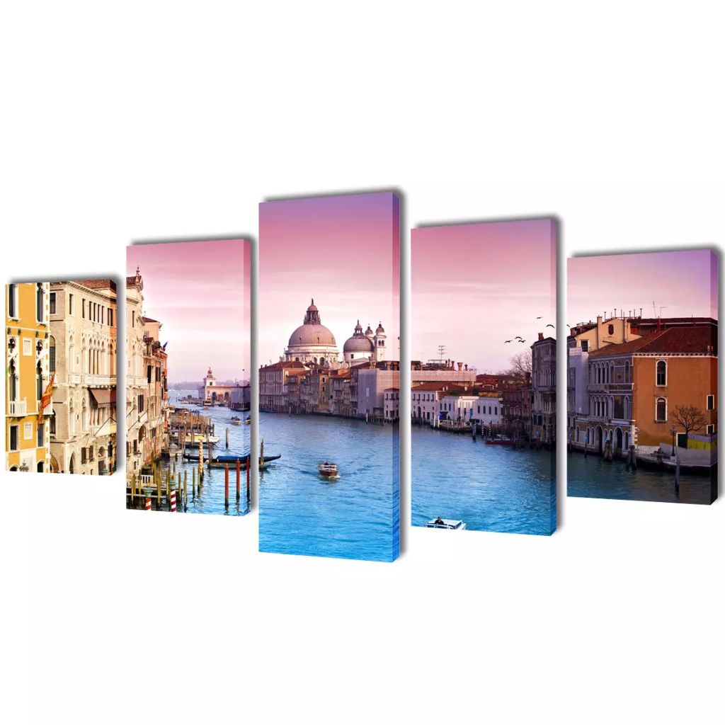 vidaXL Canvastavlor set om 5 Venedig 200 x 100 cm