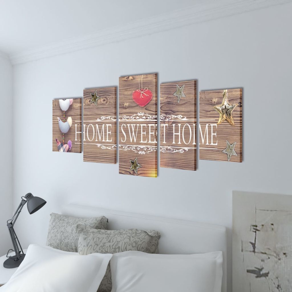 vidaXL Canvastavlor set om 5 Home Sweet Home 100 x 50 cm