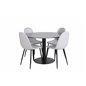 Estelle Round Dining Table ø106 H75 - Black / Black, Polar Dining Chair - Black Legs - Light Grey Fabric_4