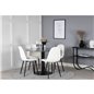 Estelle Round Dining Table ø106 H75 - Black / Black, Polar Fluff Dining Chair - Black Legs - White Teddy _4