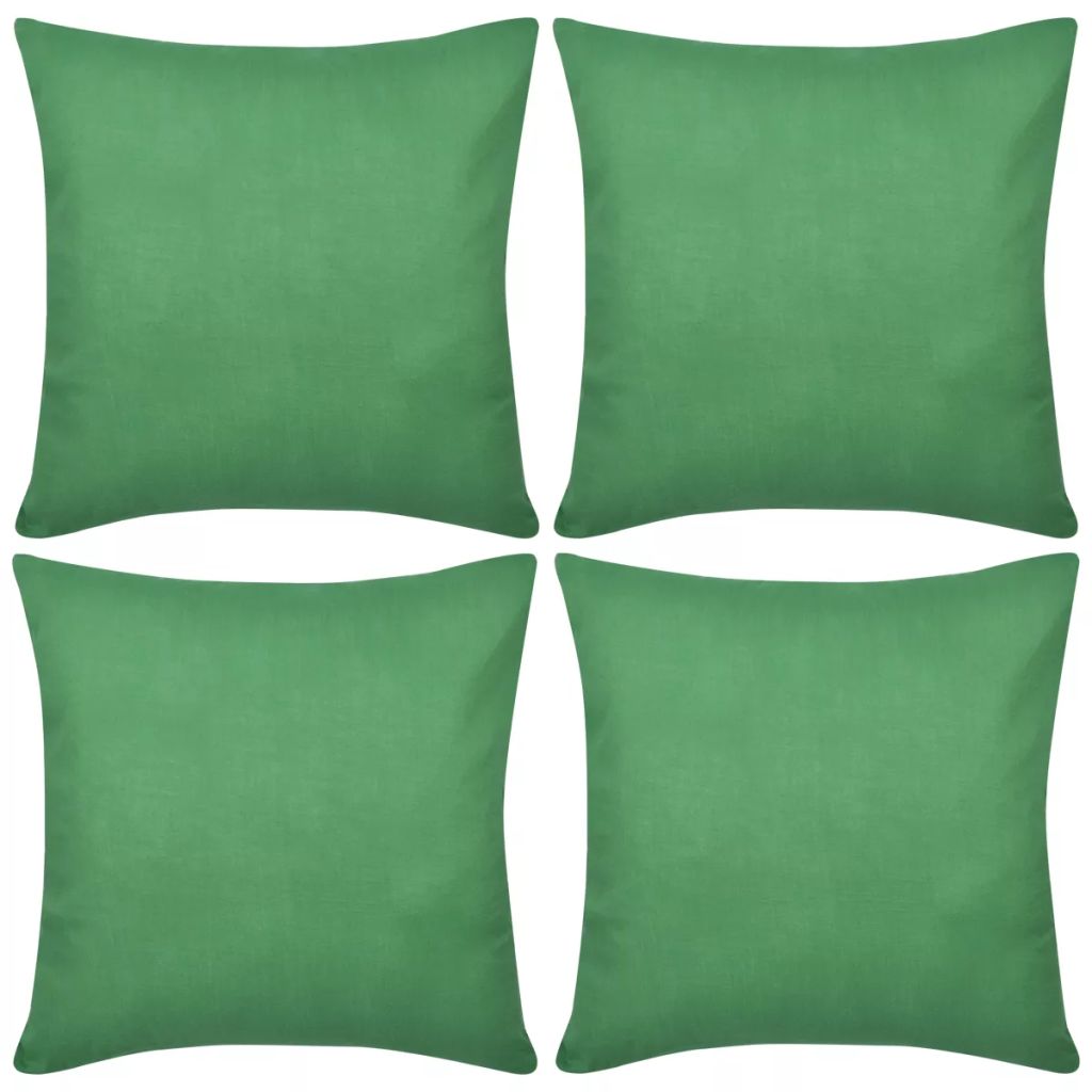 4 Kuddöverdrag i bomull gröna 50 x 50 cm