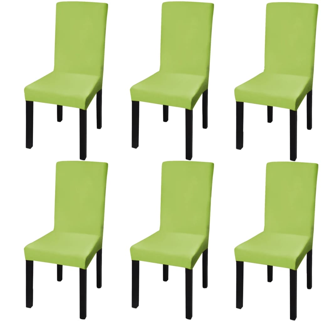 vidaXL Rakt elastiskt stolsöverdrag 6 st grön