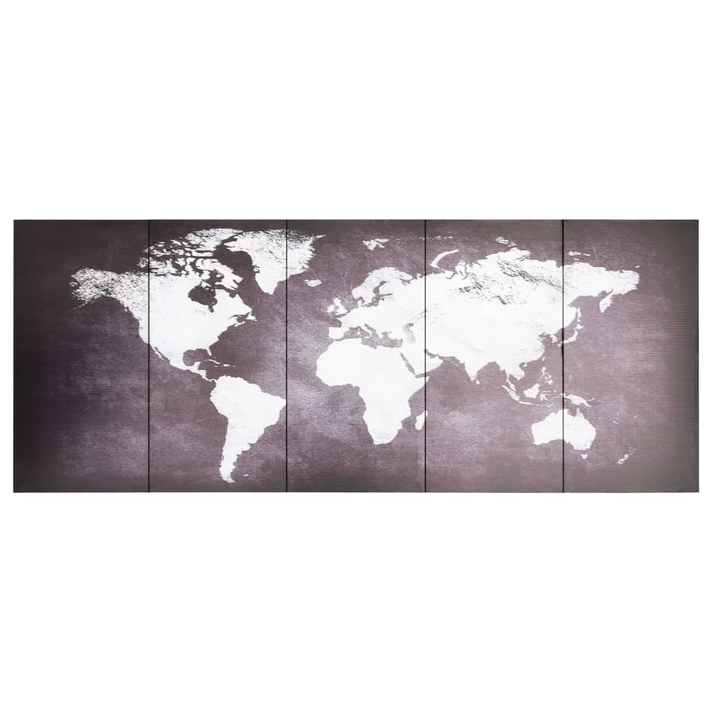 vidaXL Canvastavla världskarta grå 200x80 cm