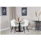 Estelle Round Dining Table ø106 H75 - White / Black, Polar Fluff Dining Chair - Black Legs - White Teddy _4