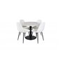 Estelle Round Dining Table ø106 H75 - White / Black, Polar Fluff Dining Chair - Black Legs - White Teddy _4