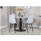 Estelle Round Dining Table ø106 H75 - White / Black, Polar Diamond Dining Chair - Black Legs - Grey Fabric_4