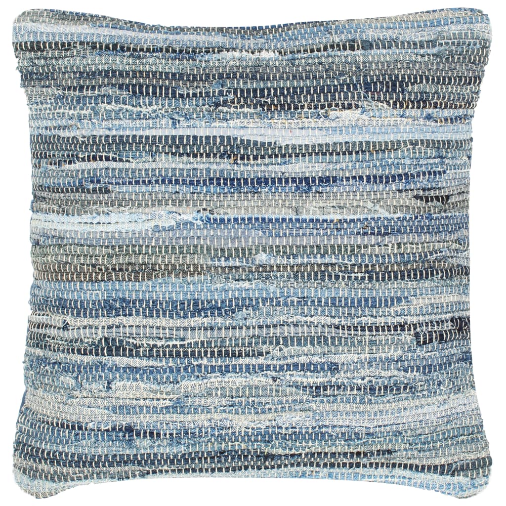 vidaXL Kudde denim chindi blå 60x60 cm bomull