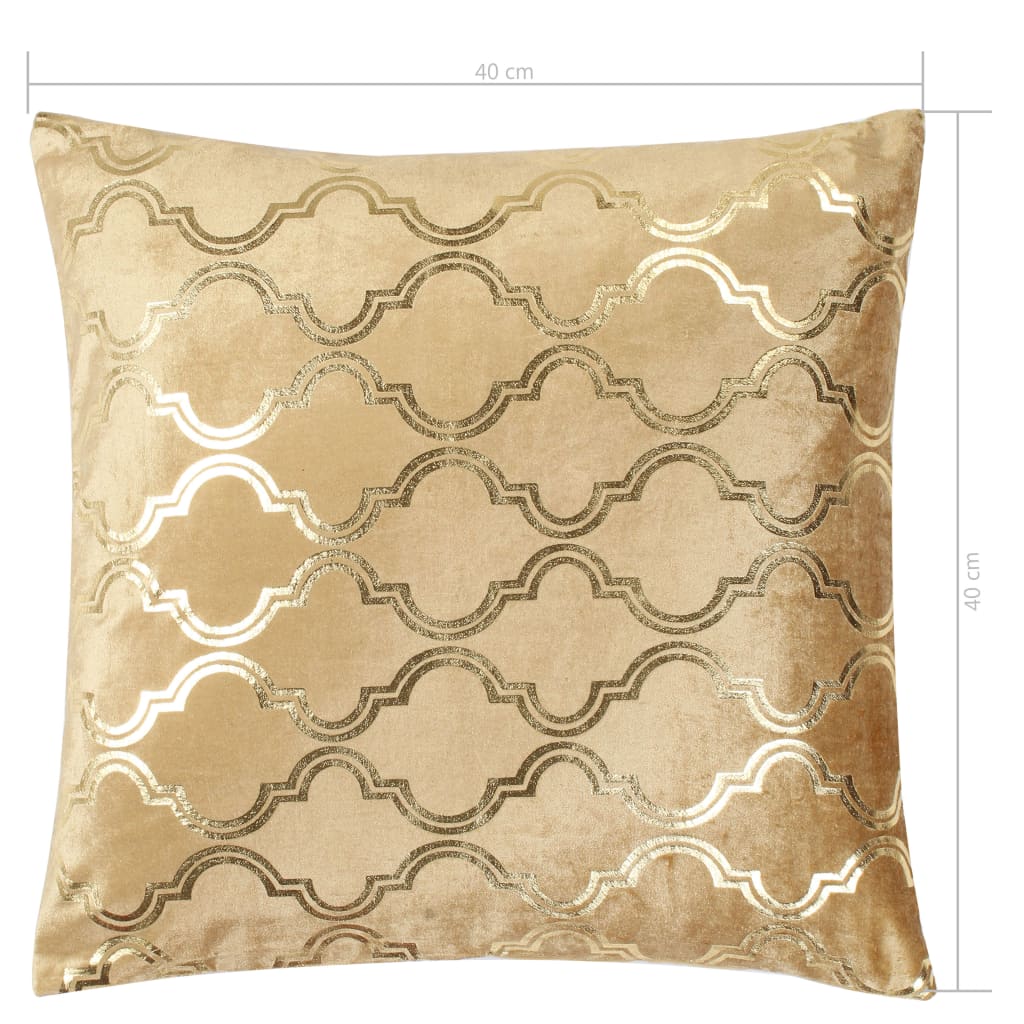 vidaXL Kuddar 2 st med folietryck beige och guld 40x40 cm sammet