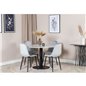 Estelle Round Dining Table ø106 H75 - White / Black, Polar Diamond Dining Chair - Black Legs - Grey Velvet_4