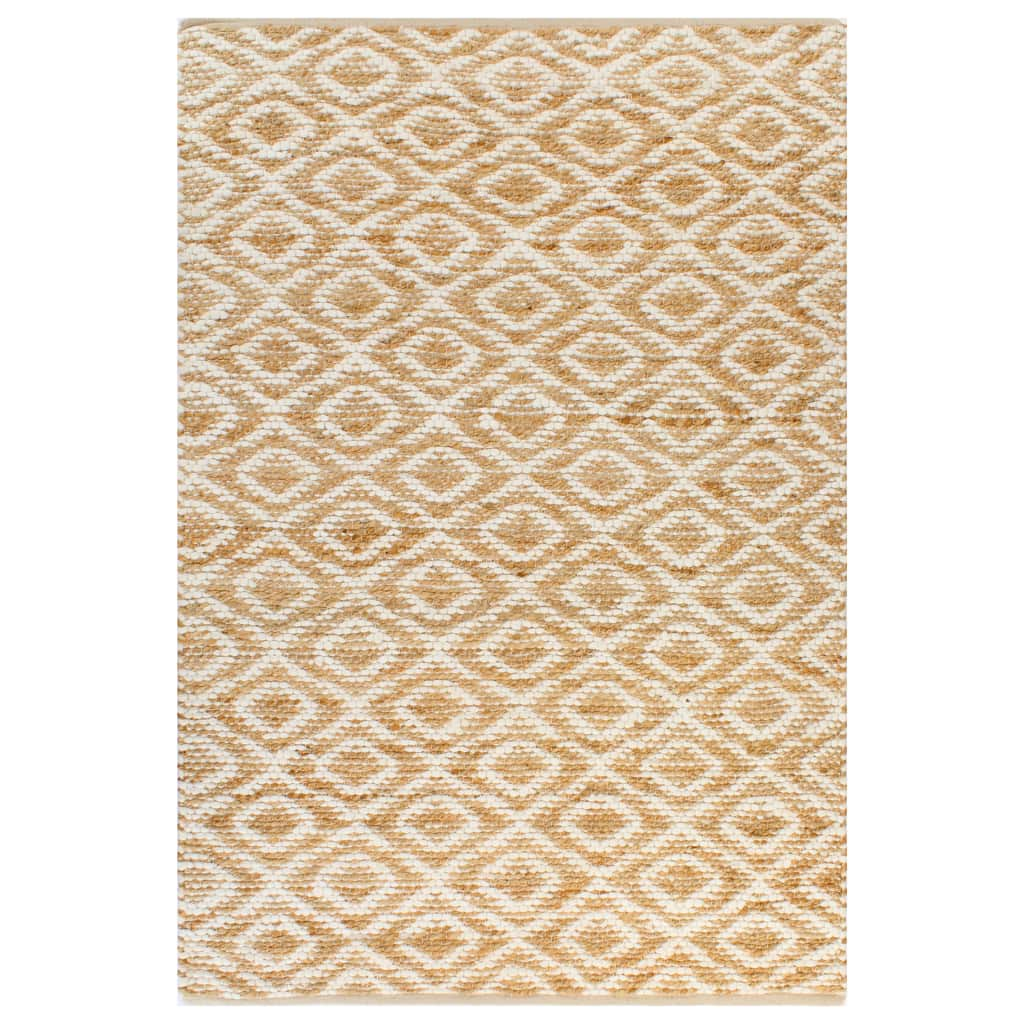 vidaXL Matta handvävd jute 120x180 cm beige och vit