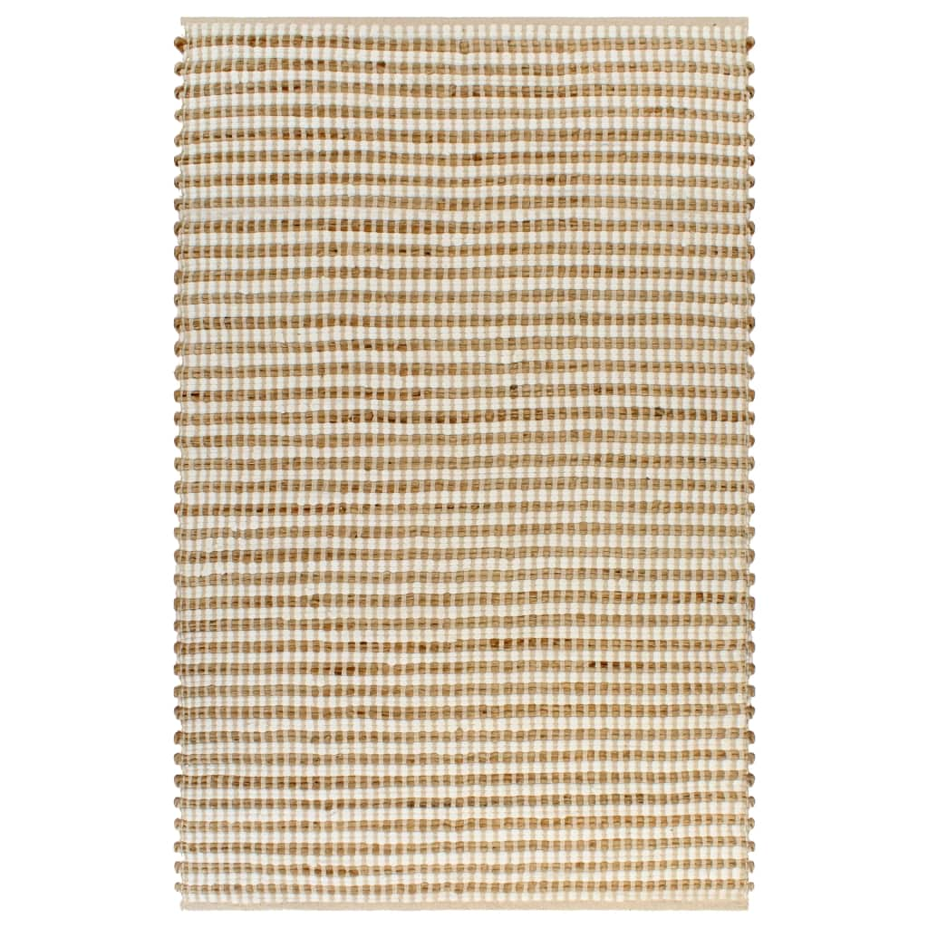 vidaXL Matta handvävd jute 120x180 cm beige och vit