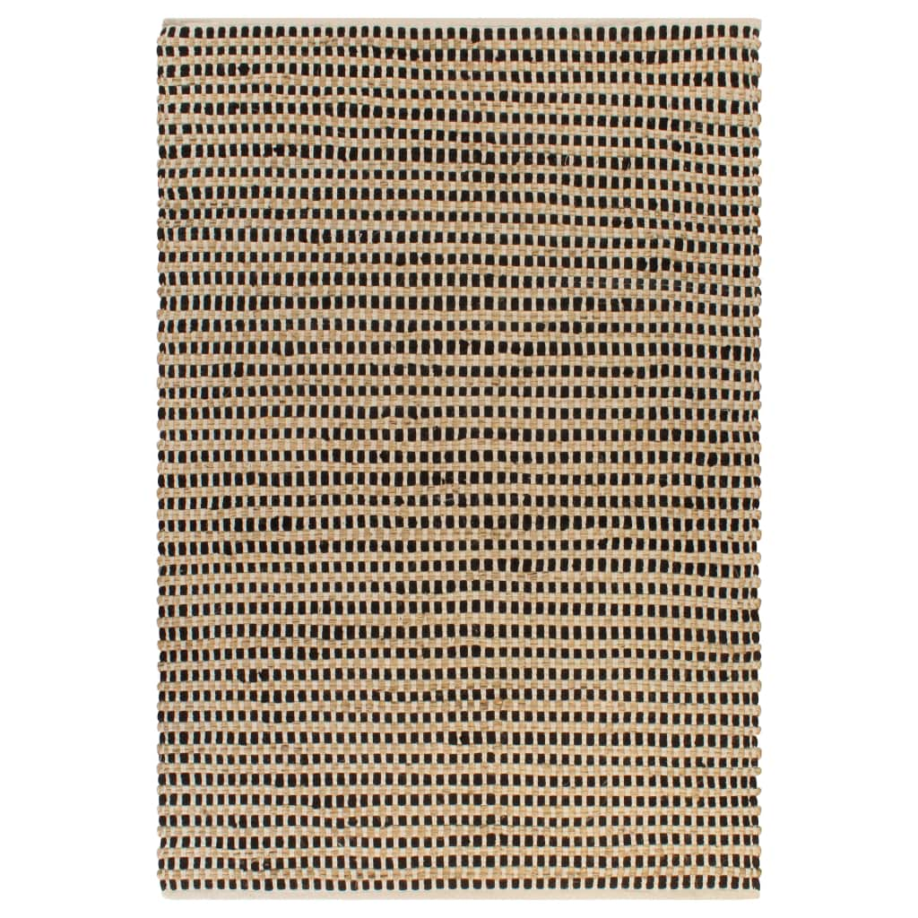 vidaXL Matta handvävd jute 120x180 cm beige och svart