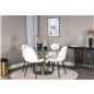 Estelle Round Dining Table ø106 H75 - Black / Brass, Polar Fluff Dining Chair - Black Legs - White Teddy _4