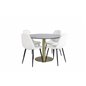 Estelle Round Dining Table ø106 H75 - Black / Brass, Polar Fluff Dining Chair - Black Legs - White Teddy _4