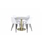 Estelle Round Dining Table ø106 H75 - Black / Brass, Polar Diamond Dining Chair - Black Legs - Grey Fabric_4