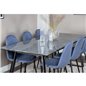 Estelle Dining Table 200*90*H76 - Black / Black, Polar Dining Chair - Black Legs - Blue Fabric_6