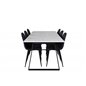 Estelle Dining Table 200*90*H76 - White / Black, Polar Dining Chair - Black Legs - Black Fabric_6