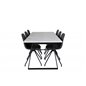 Estelle Dining Table 200*90*H76 - White / Black, Polar Dining Chair with Spin function - black Legs - Black PU - Black Stitches_