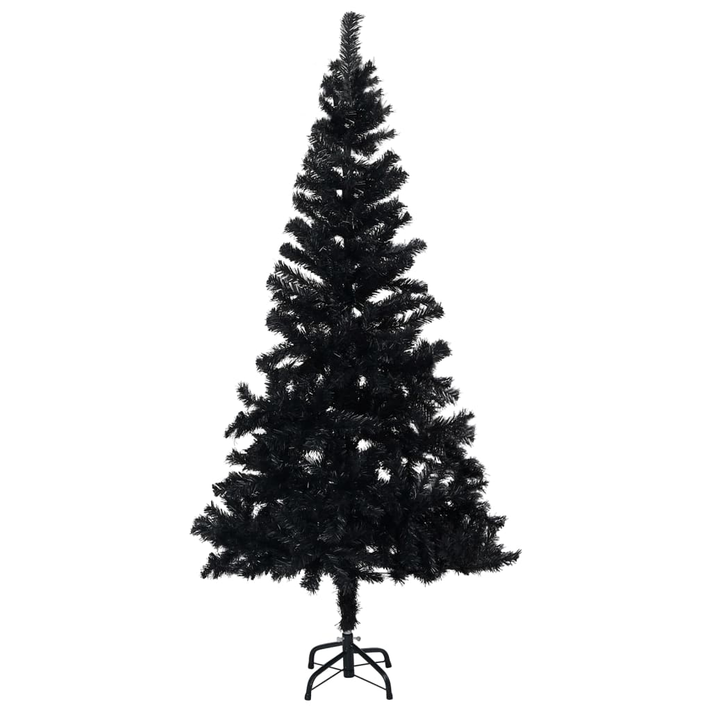  Plastgran med LED och julgranskulor svart 240 cm PVC
