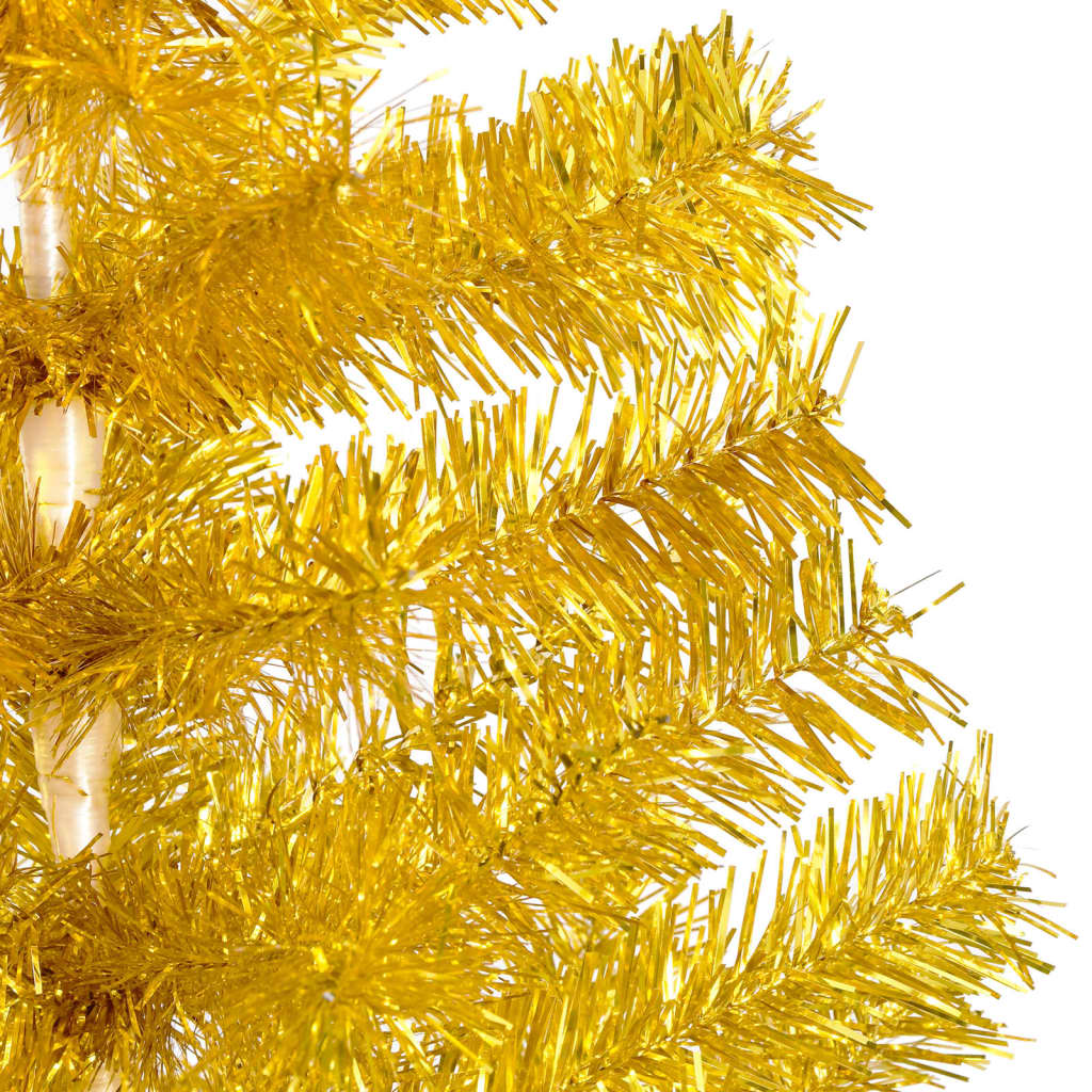  Plastgran med LED och julgranskulor guld 240 cm PET