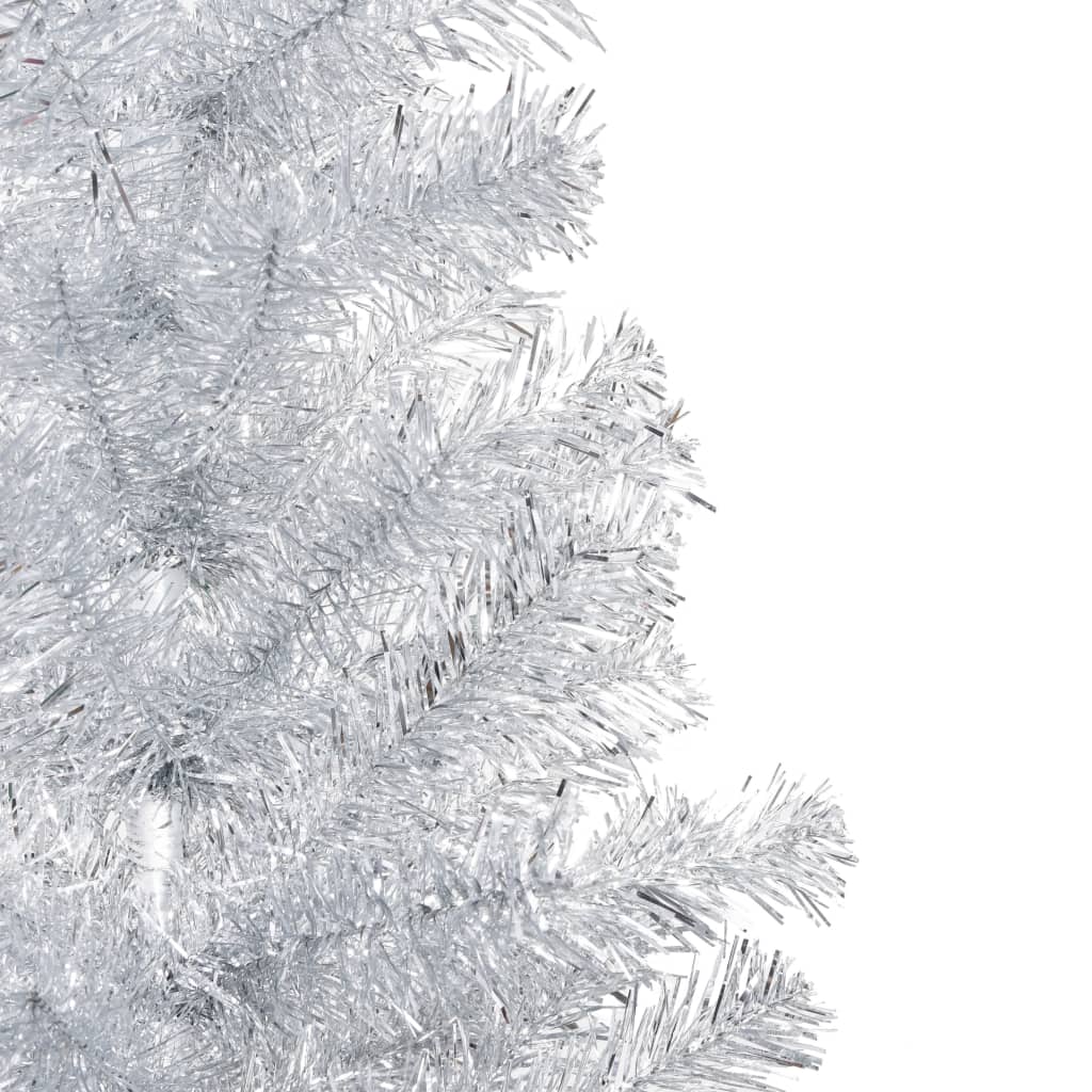  Plastgran med LED och julgranskulor silver 180 cm PET