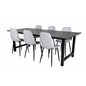 Count Dining Table - 220*100*H75 - Black / Black, Polar Diamond Dining Chair - Black Legs - Grey Fabric_6