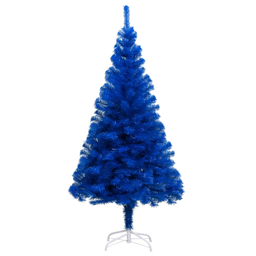  Plastgran med LED och julgranskulor blå 180 cm PVC
