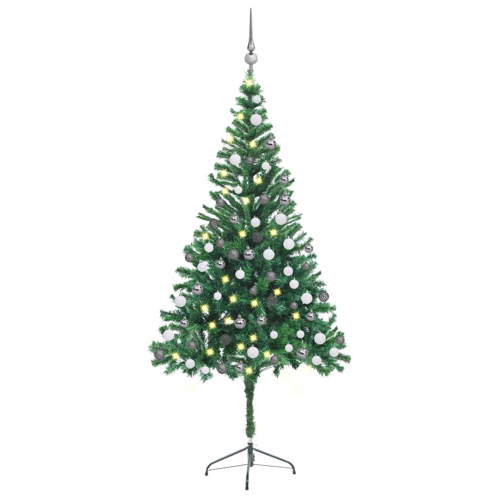  Plastgran med LED och julgranskulor 180 cm 564 grenar