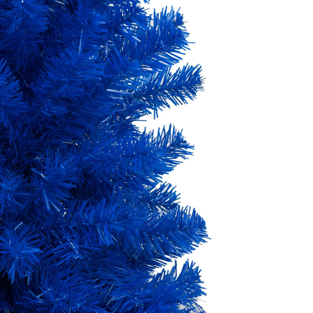  Plastgran med LED och julgranskulor blå 210 cm PVC