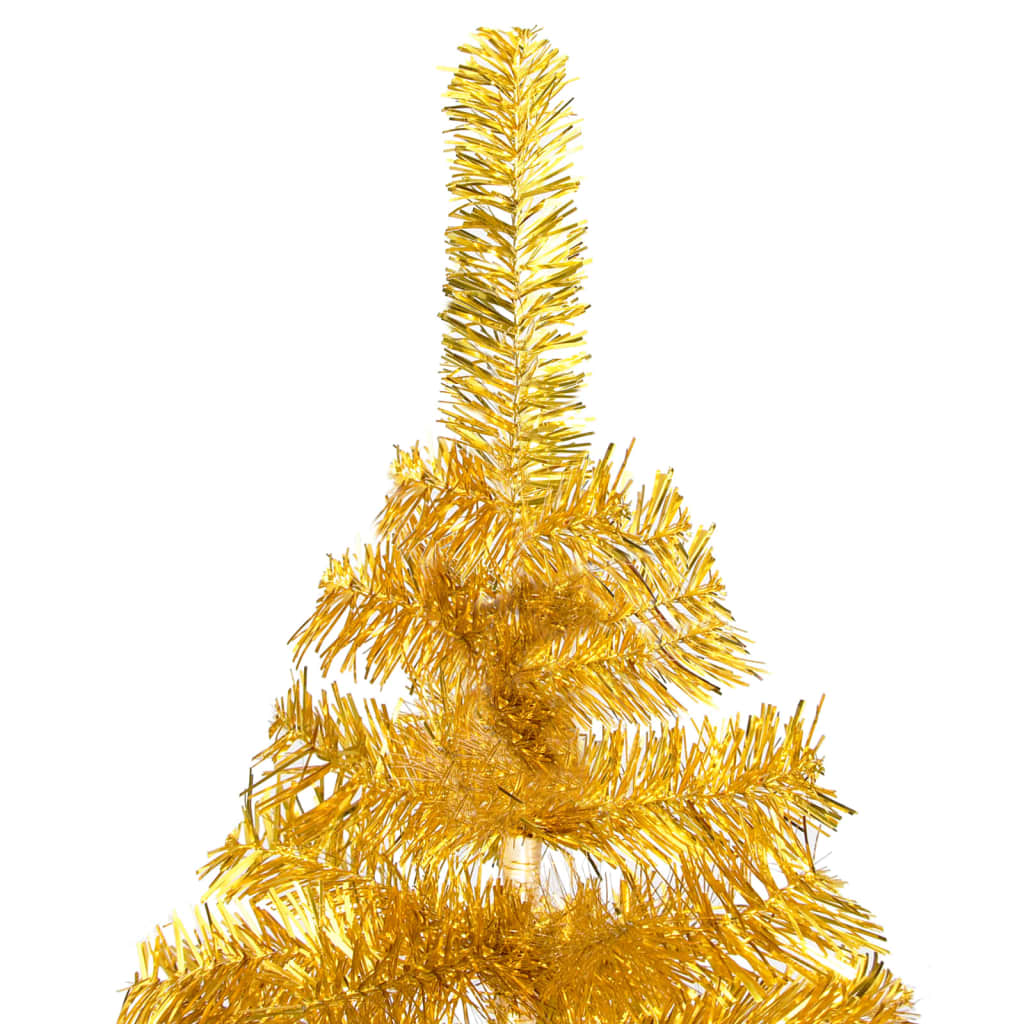  Plastgran med LED och julgranskulor guld 120 cm PET